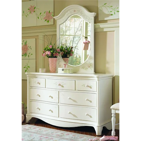 Seven Drawer Dresser and Vertical Mirror